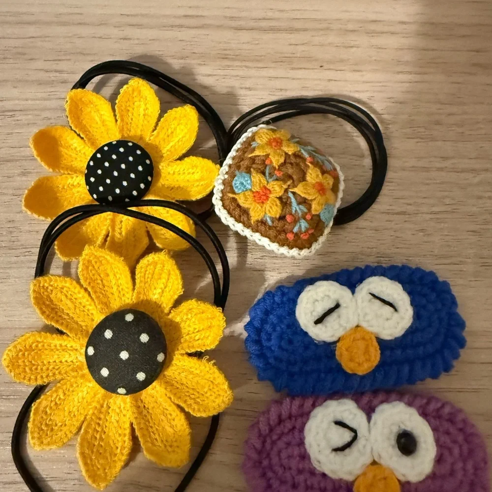 Yellow and Blue Crochet Hair‎ Accessories Set
